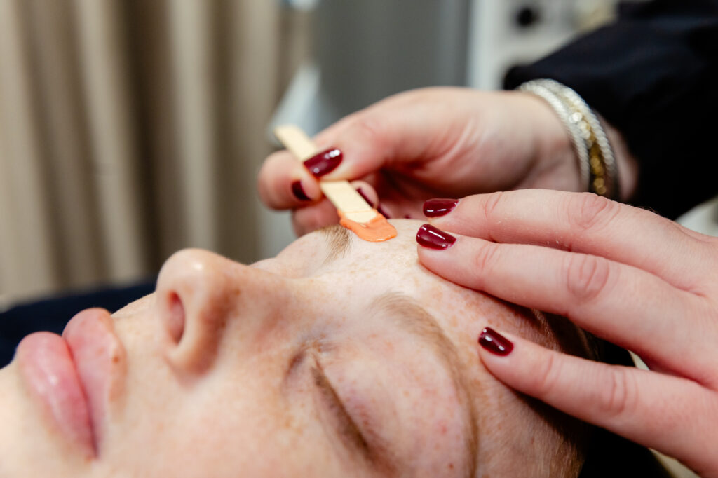 Closer angle of eyebrow wax